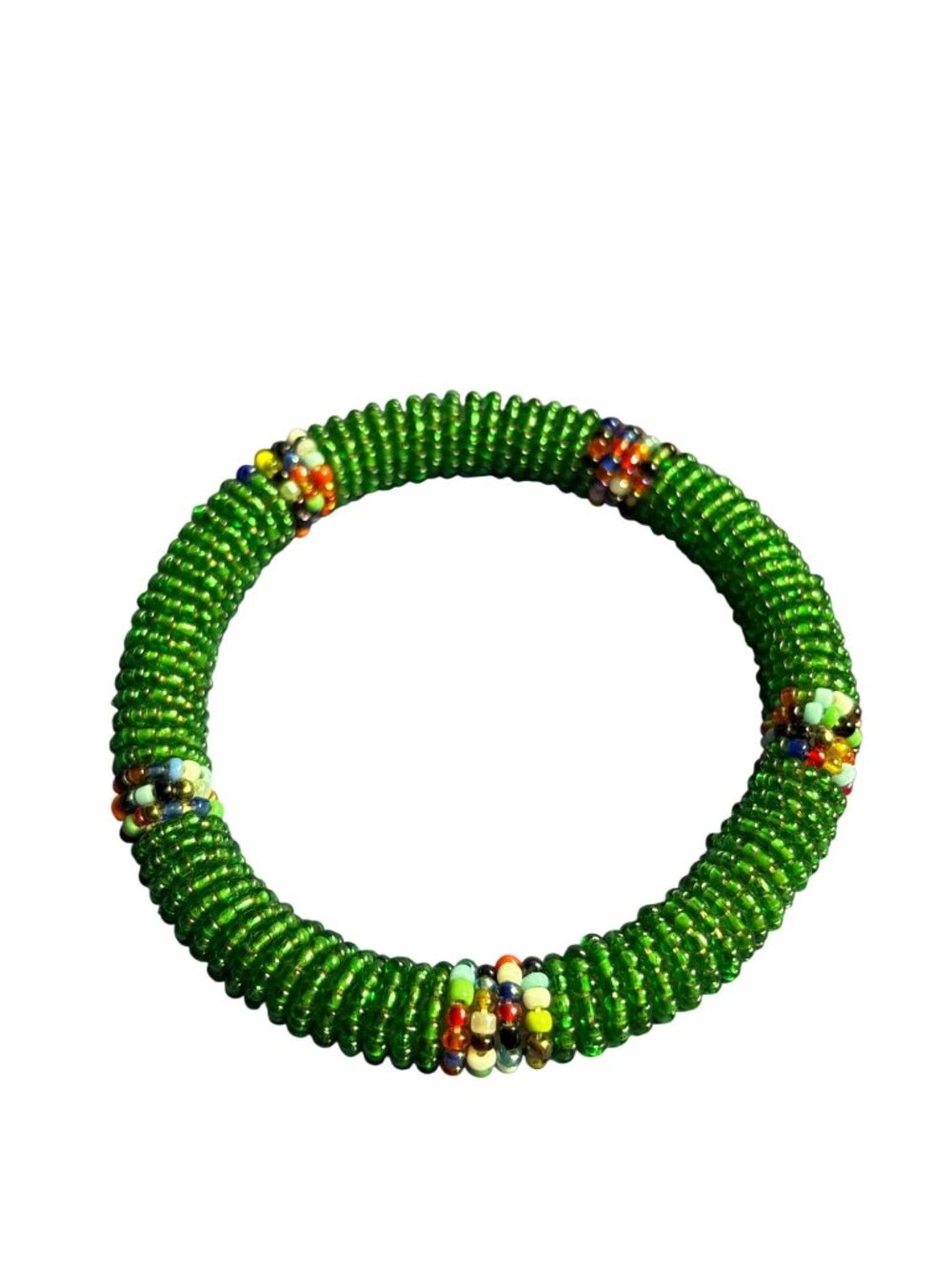 Seed Bead Wrapped Bangle Bracelet 7.75 inches
